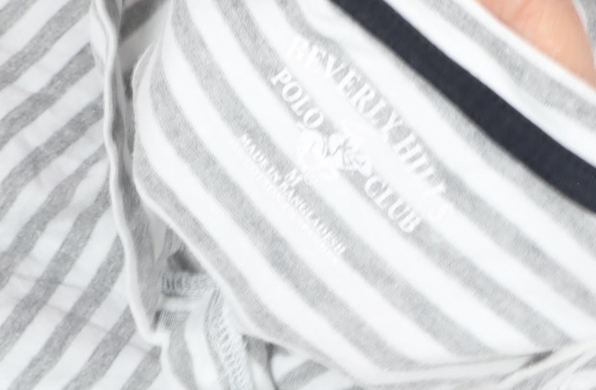 Beverly Hills Polo Club Women's Grey Striped T-Shirt