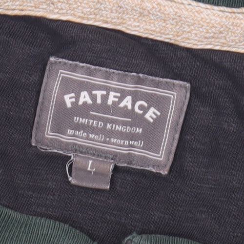 FatFace Men's Black Long Sleeve Henley T-Shirt L