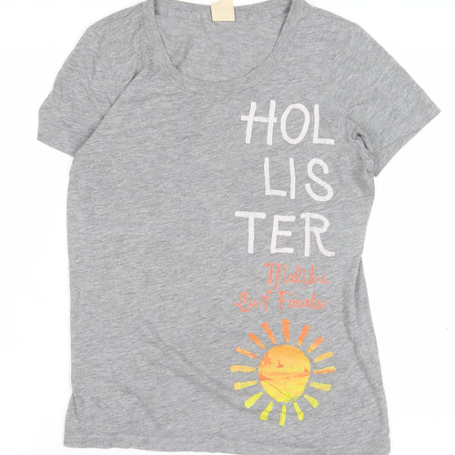 Hollister Women's Grey T-Shirt L Beach Surf Casual