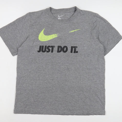 Nike Boys Grey Graphic Print T-Shirt - Size L