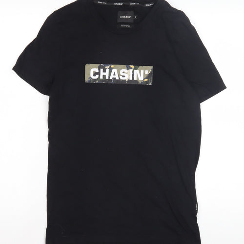 CHASIN' Men's Black Graphic Print T-Shirt Size S