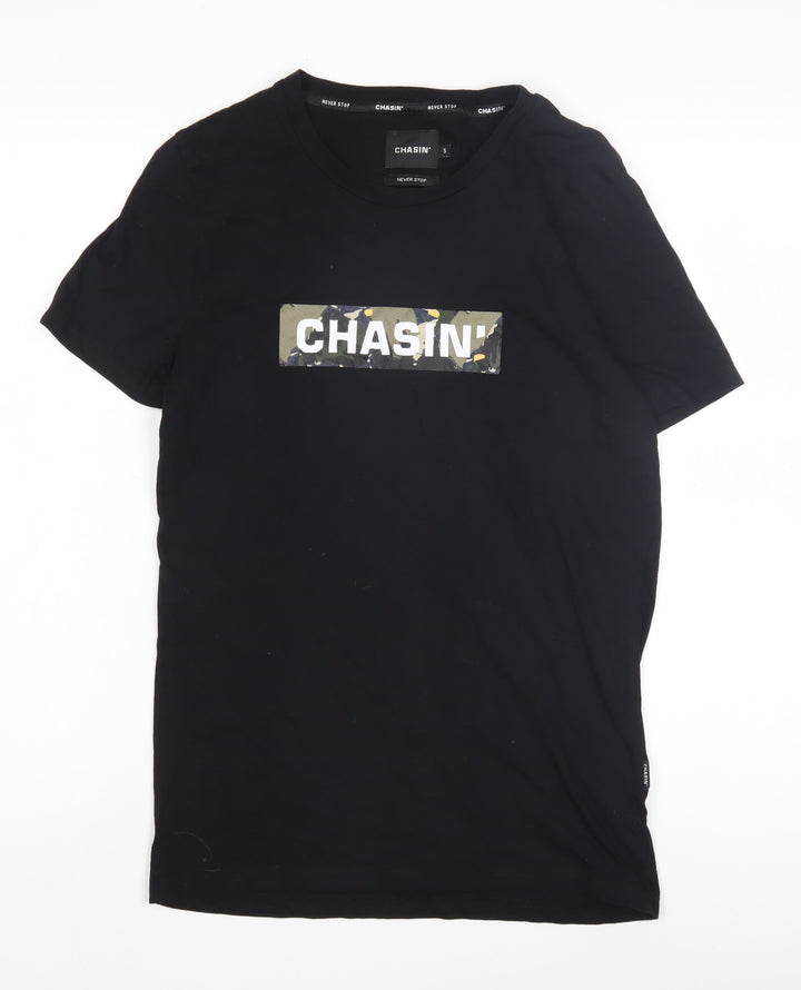 CHASIN' Men's Black Graphic Print T-Shirt Size S