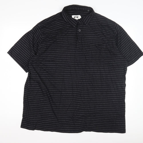Jacamo Men's 2XL Black Striped Short Sleeve Polo