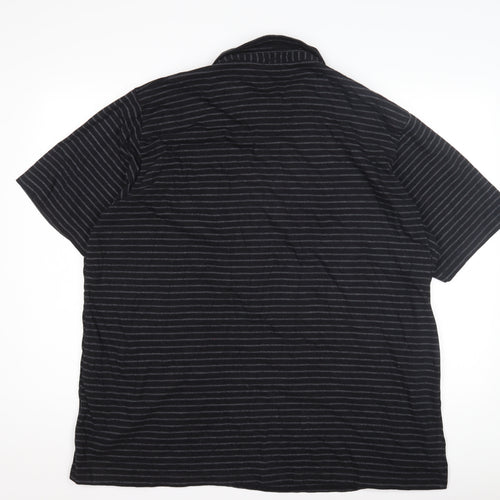 Jacamo Men's 2XL Black Striped Short Sleeve Polo