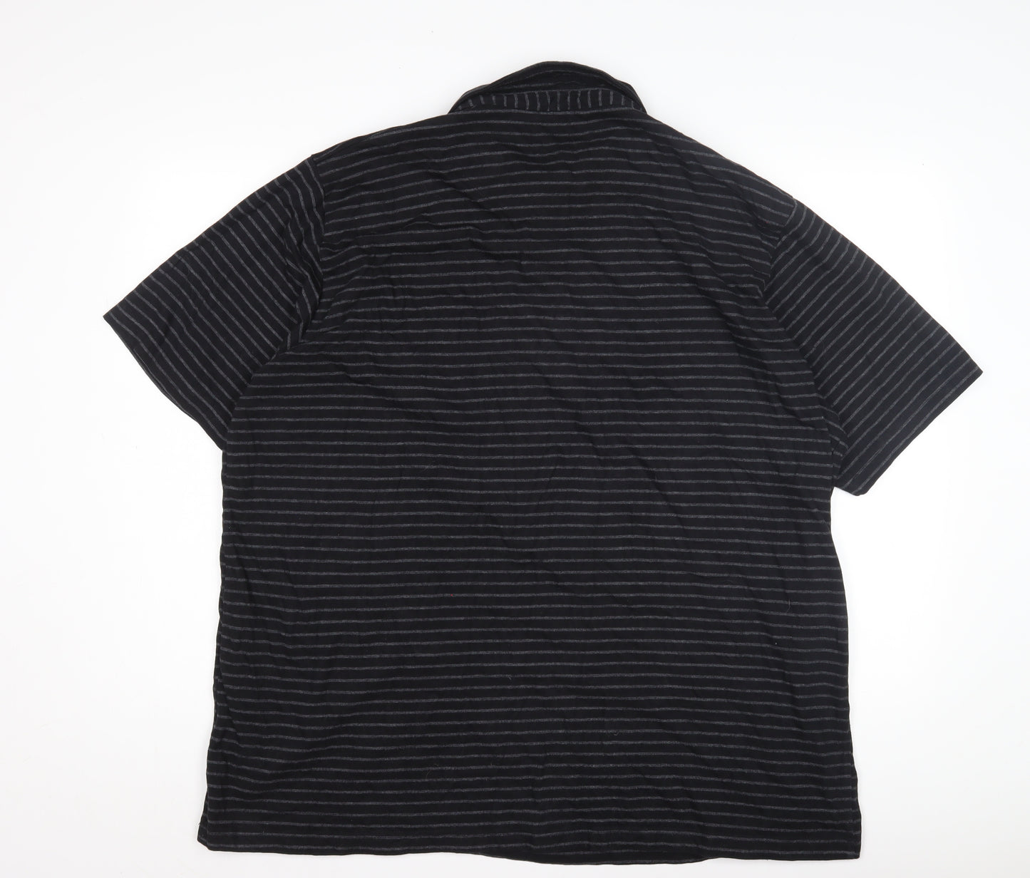 Jacamo Men's 2XL Black Striped Short Sleeve Polo
