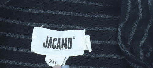 Jacamo Men's 2XL Black Striped Short Sleeve Polo