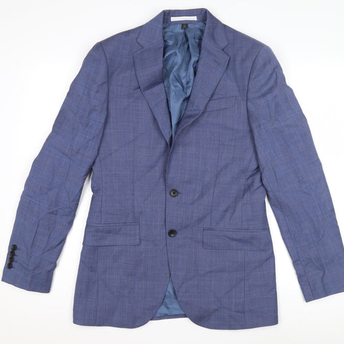Marks and Spencer Men's Blue Check Slim Blazer 36