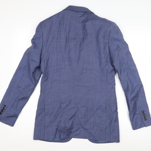 Marks and Spencer Men's Blue Check Slim Blazer 36