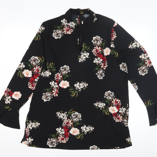 SOSANDAR Women's Black Floral Blouse Size 16