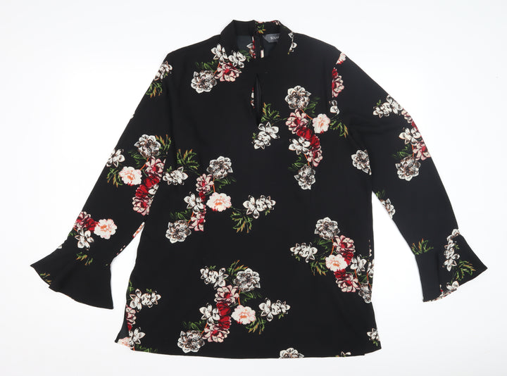 SOSANDAR Women's Black Floral Blouse Size 16