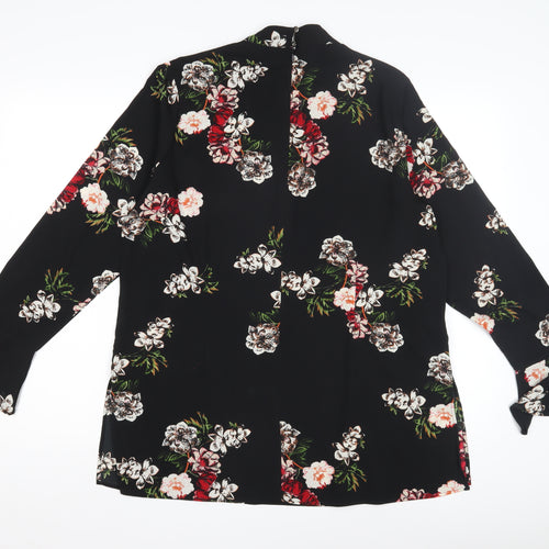SOSANDAR Women's Black Floral Blouse Size 16