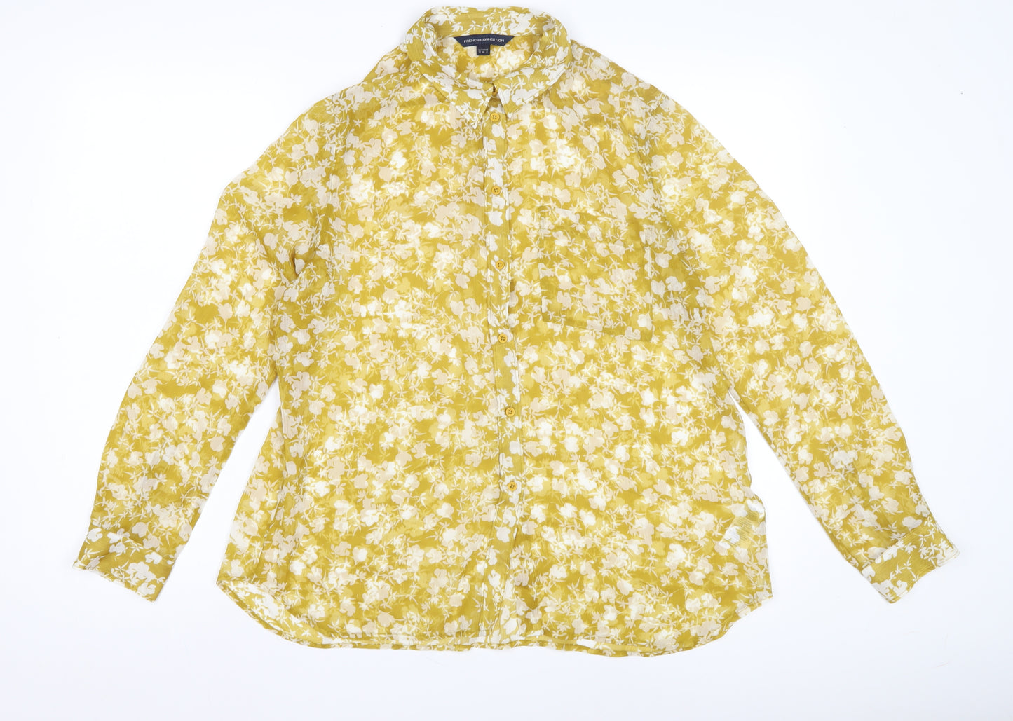 French Connection Women's Yellow Floral Blouse M