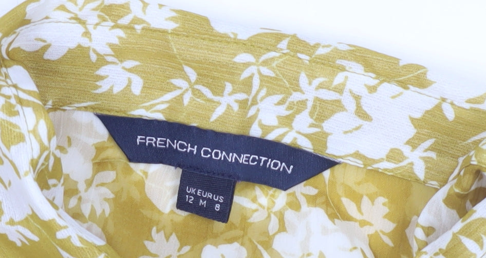 French Connection Women's Yellow Floral Blouse M