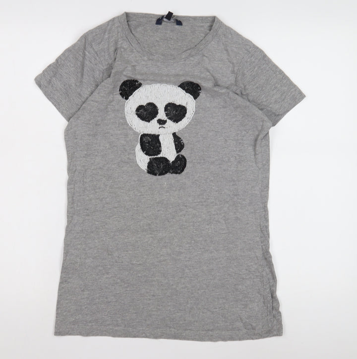 French Connection Women's Grey Beaded T-Shirt Size S