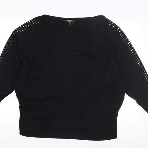 Lipsy Women's Black Studded 3/4 Sleeve Top Size 16