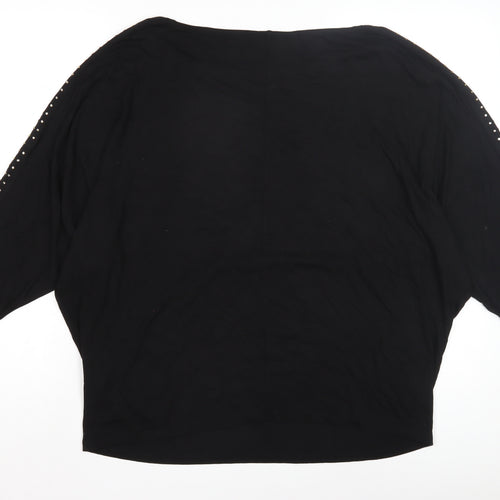 Lipsy Women's Black Studded 3/4 Sleeve Top Size 16