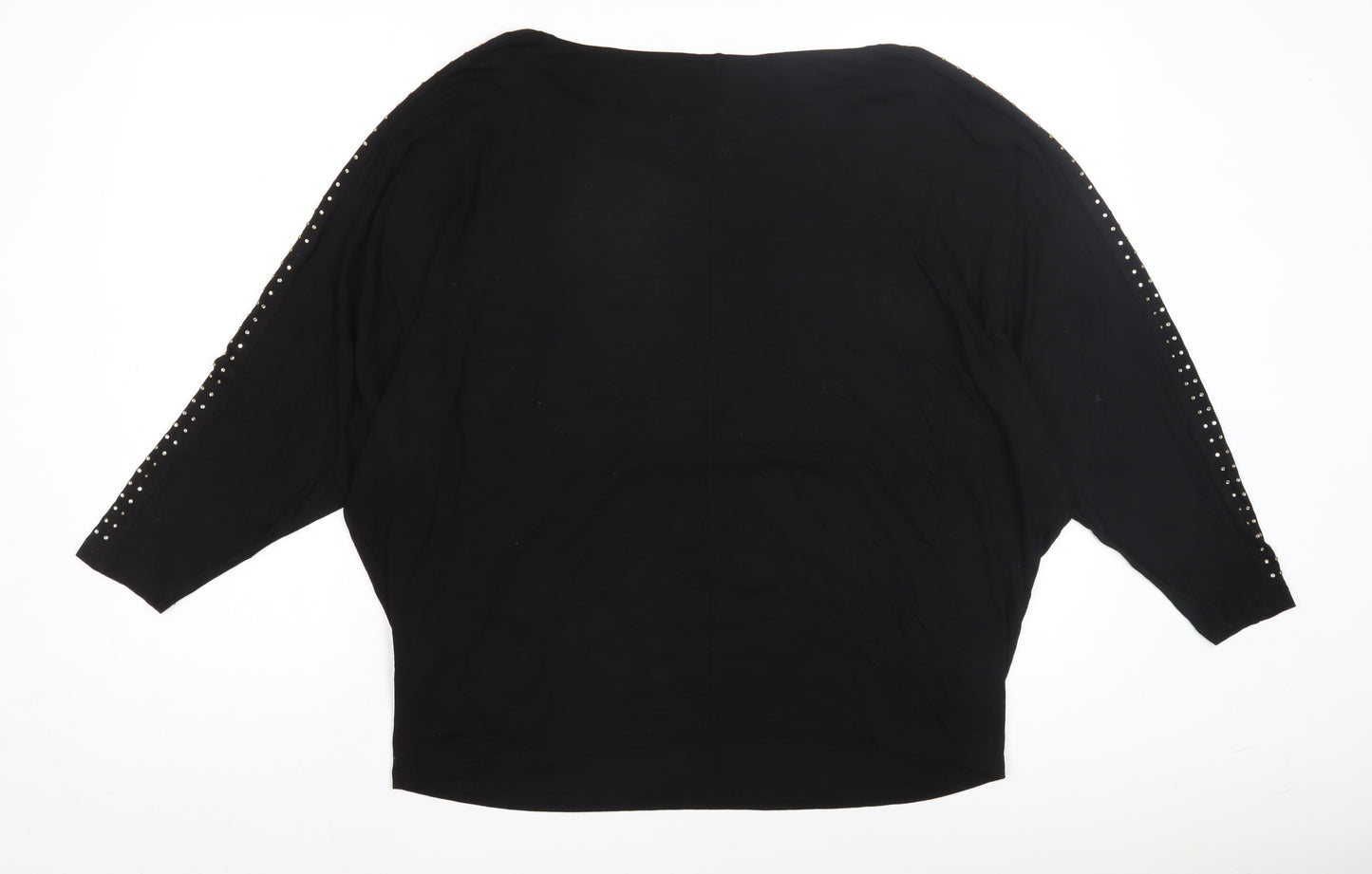 Lipsy Women's Black Studded 3/4 Sleeve Top Size 16