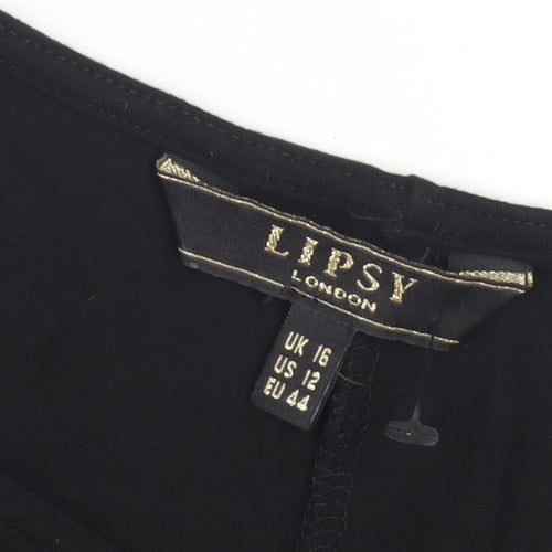 Lipsy Women's Black Studded 3/4 Sleeve Top Size 16