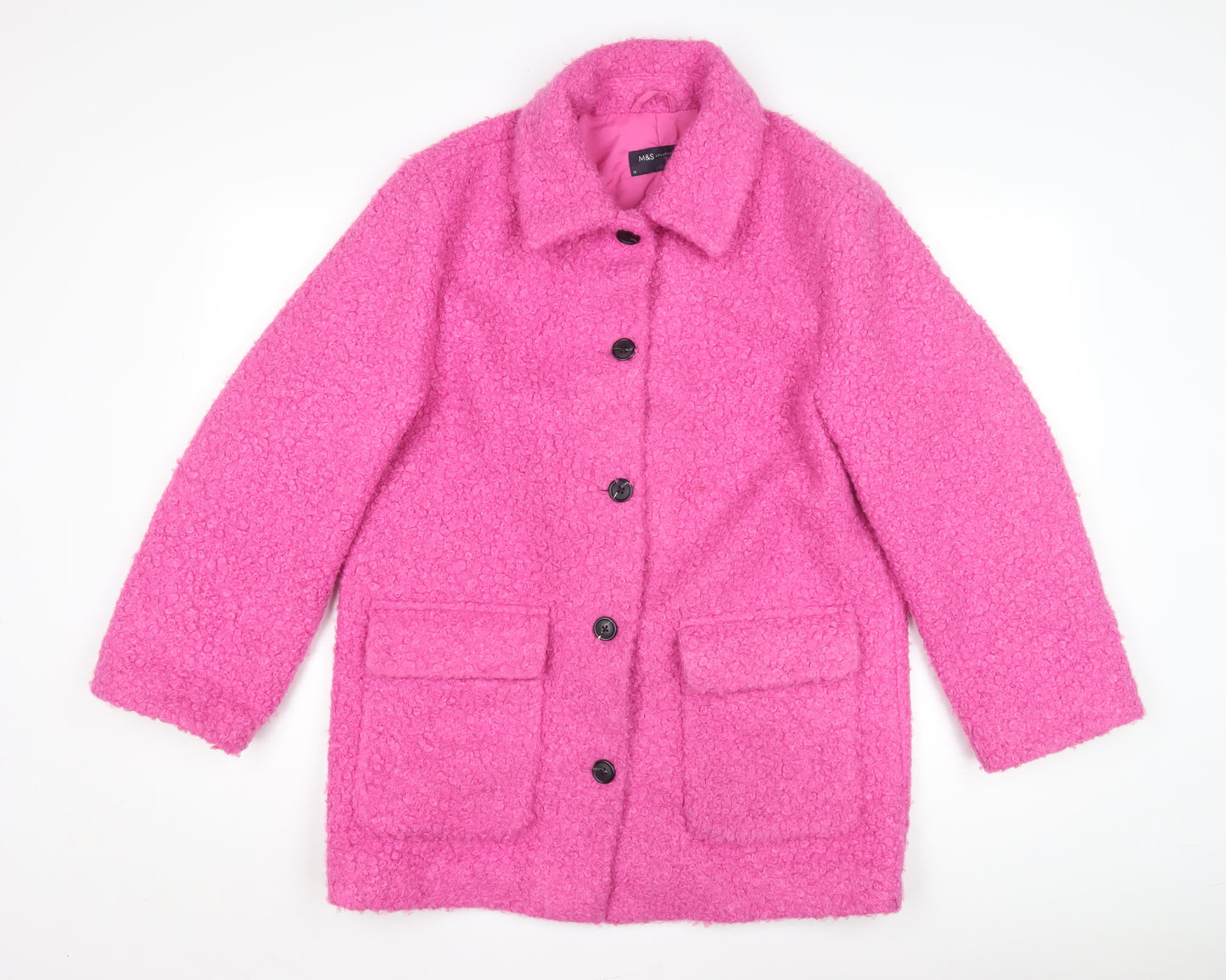 Marks and Spencer Women's Pink Wool Blend Coat Size 10