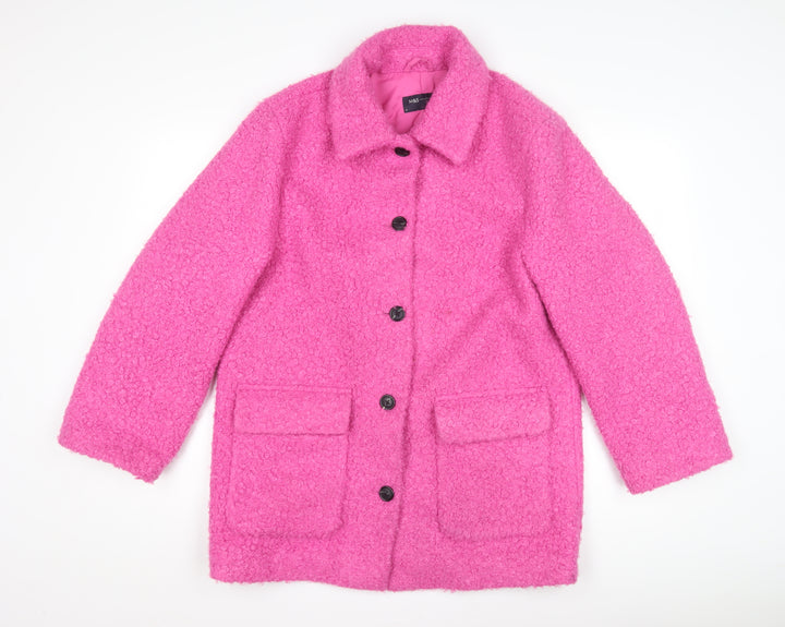 Marks and Spencer Women's Pink Wool Blend Coat Size 10