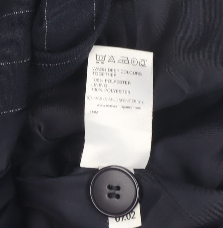 Marks and Spencer Women's Blue Striped Blazer Size 16