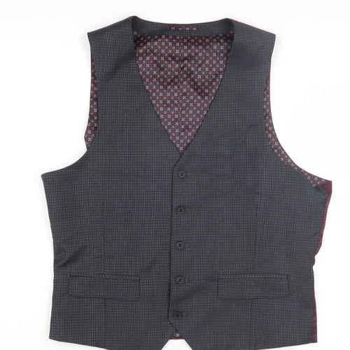 Fellini Men's Grey Geometric Waistcoat 40S
