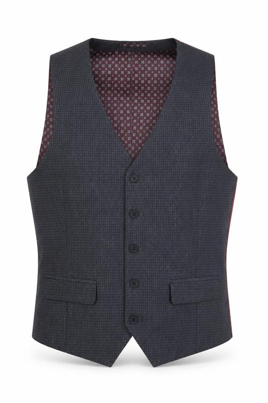Front view of Fellini Men's Grey Geometric Waistcoat 40S