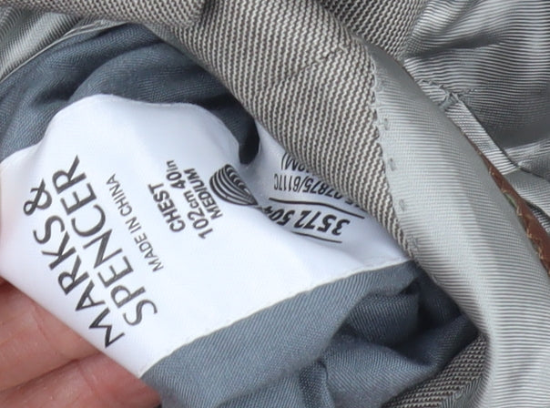 Marks and Spencer Men's Grey Wool Blazer, Size 40 Regular Fit