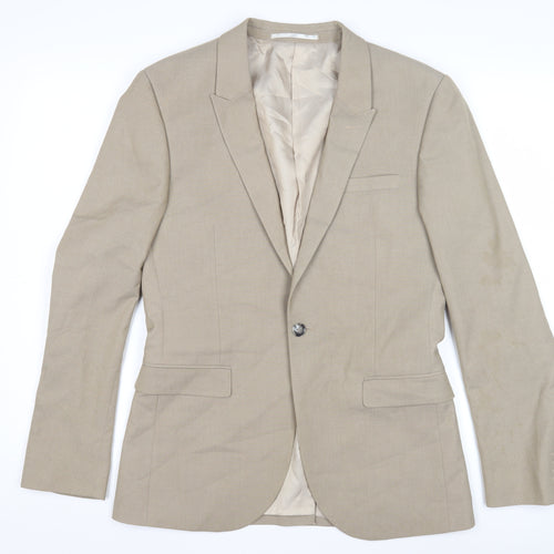 Topman Men's Beige Blazer, Size 38 Regular Fit