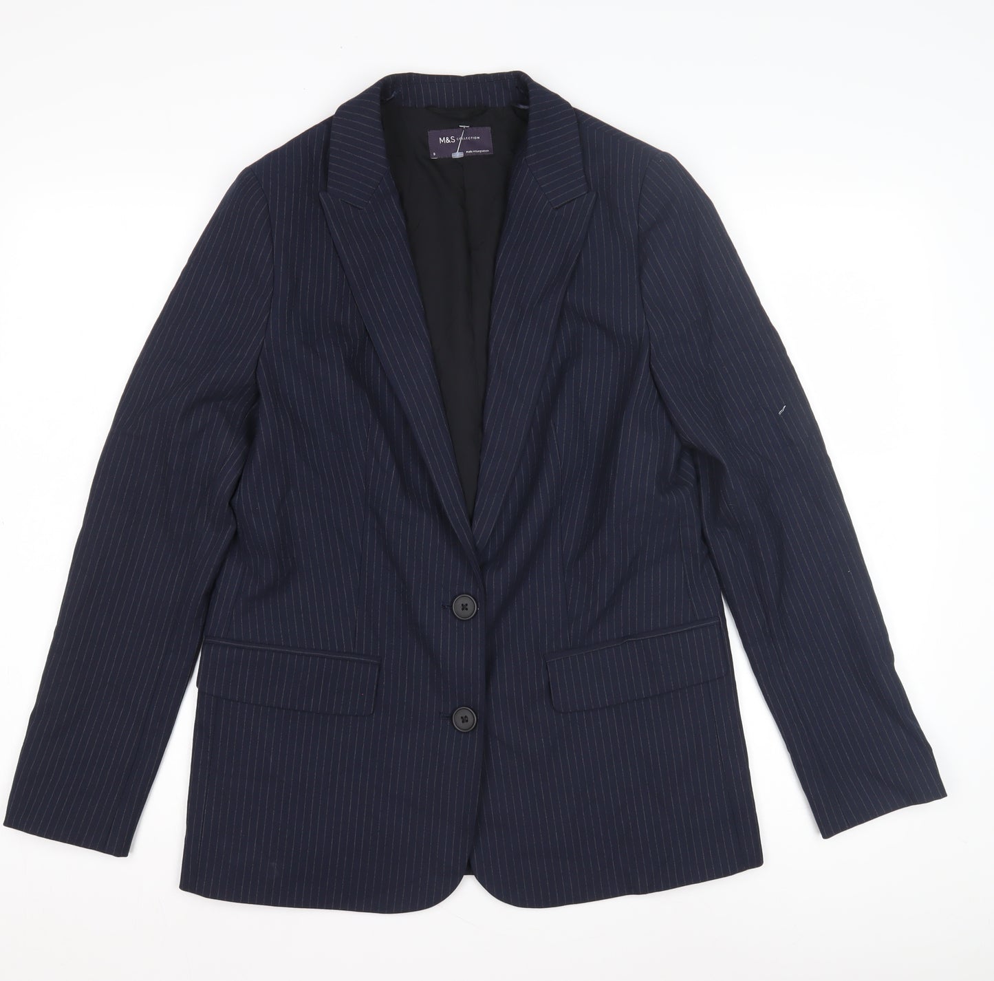 Marks and Spencer Women's Blue Pinstripe Blazer Size 8