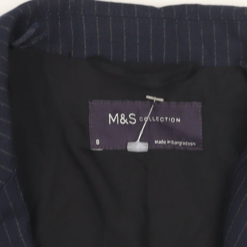 Marks and Spencer Women's Blue Pinstripe Blazer Size 8