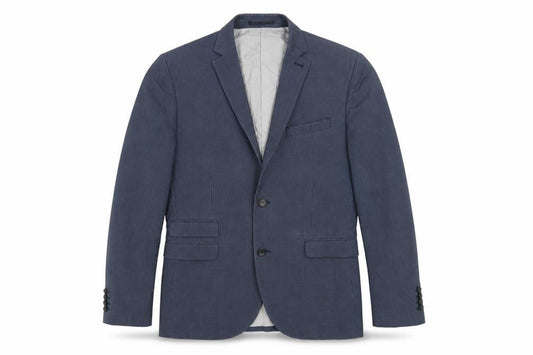 Front view of Next Tailoring Men's Blue Check Slim Fit Blazer 40R