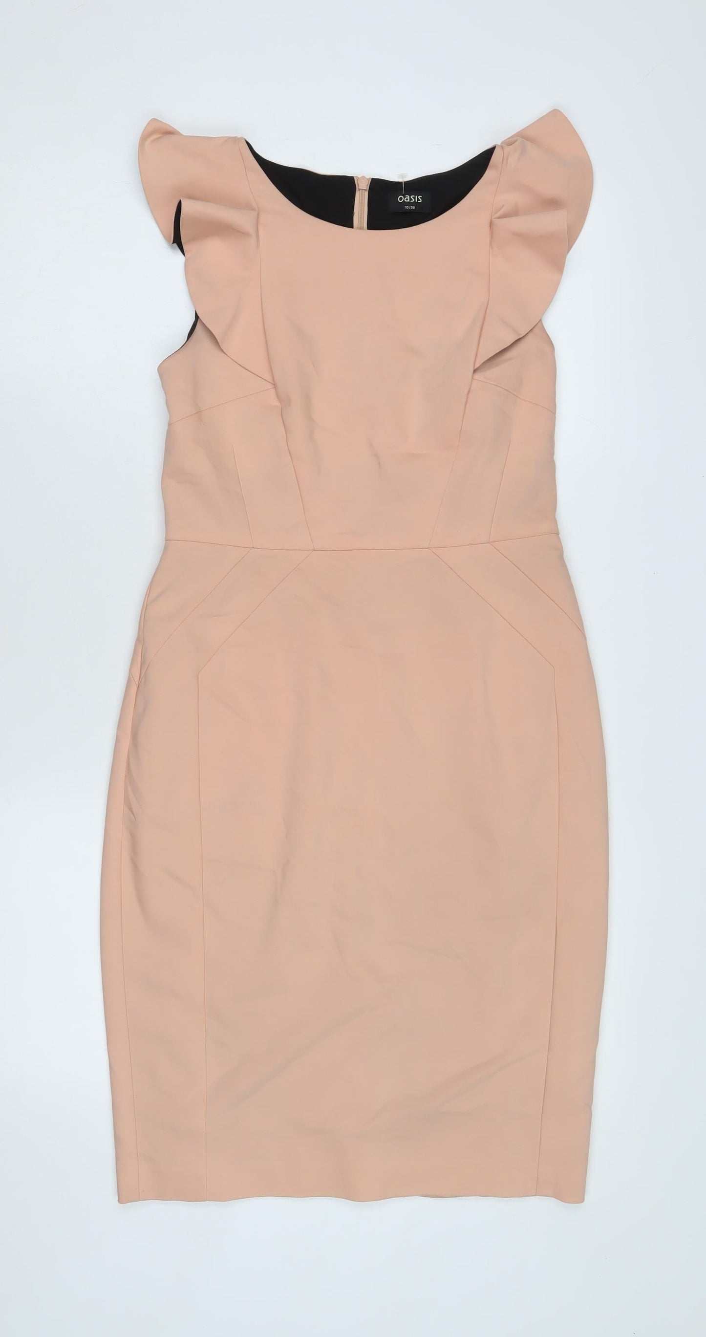 Oasis Women's Beige Pencil Dress, Size 8, Knee Length
