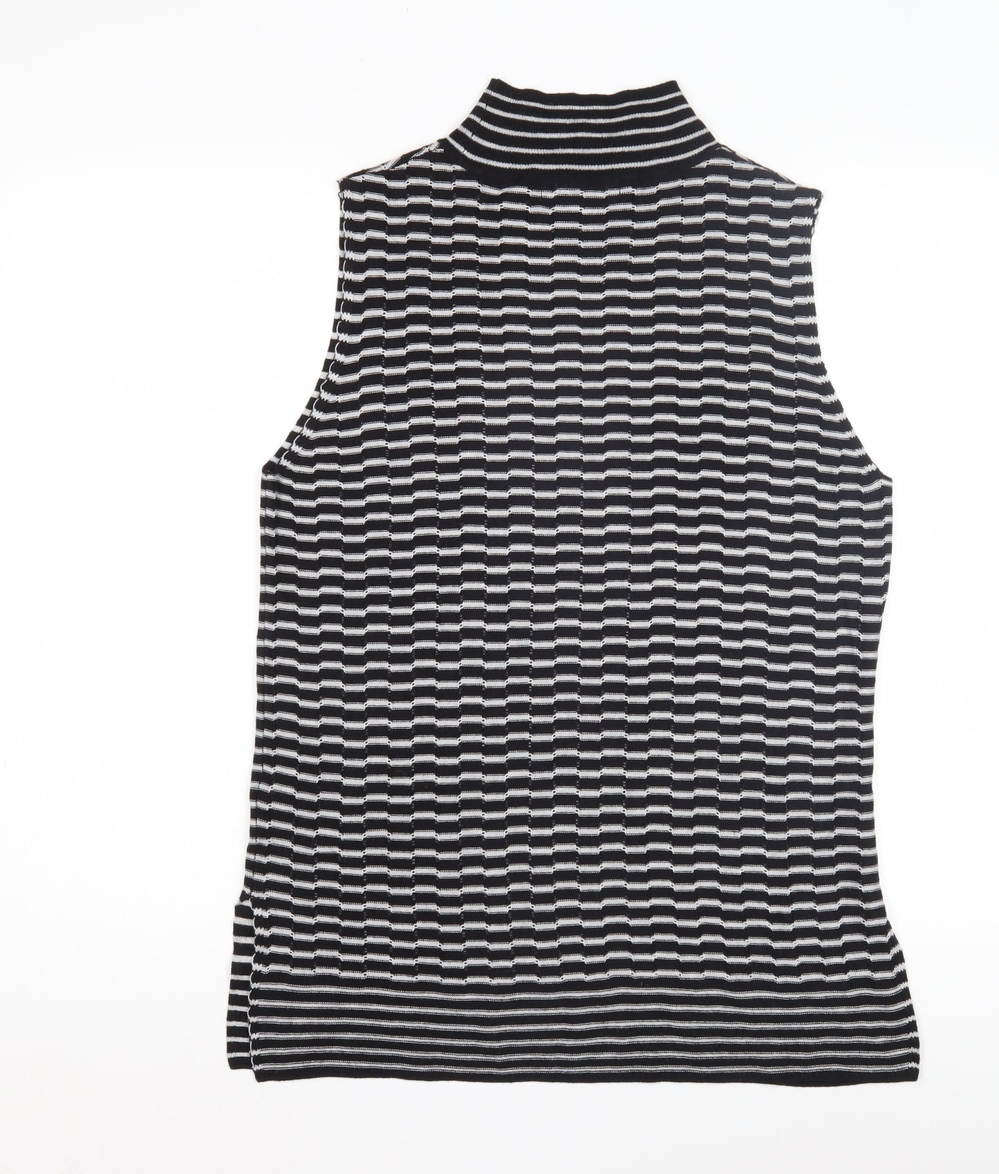 Next Women's Black High Neck Striped Tank, Size L