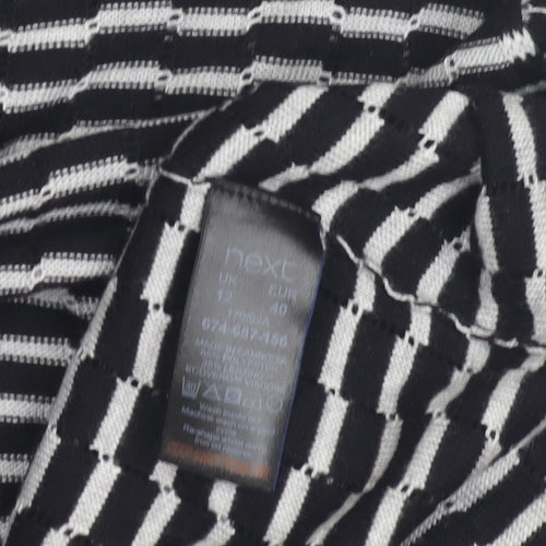 Next Women's Black High Neck Striped Tank, Size L