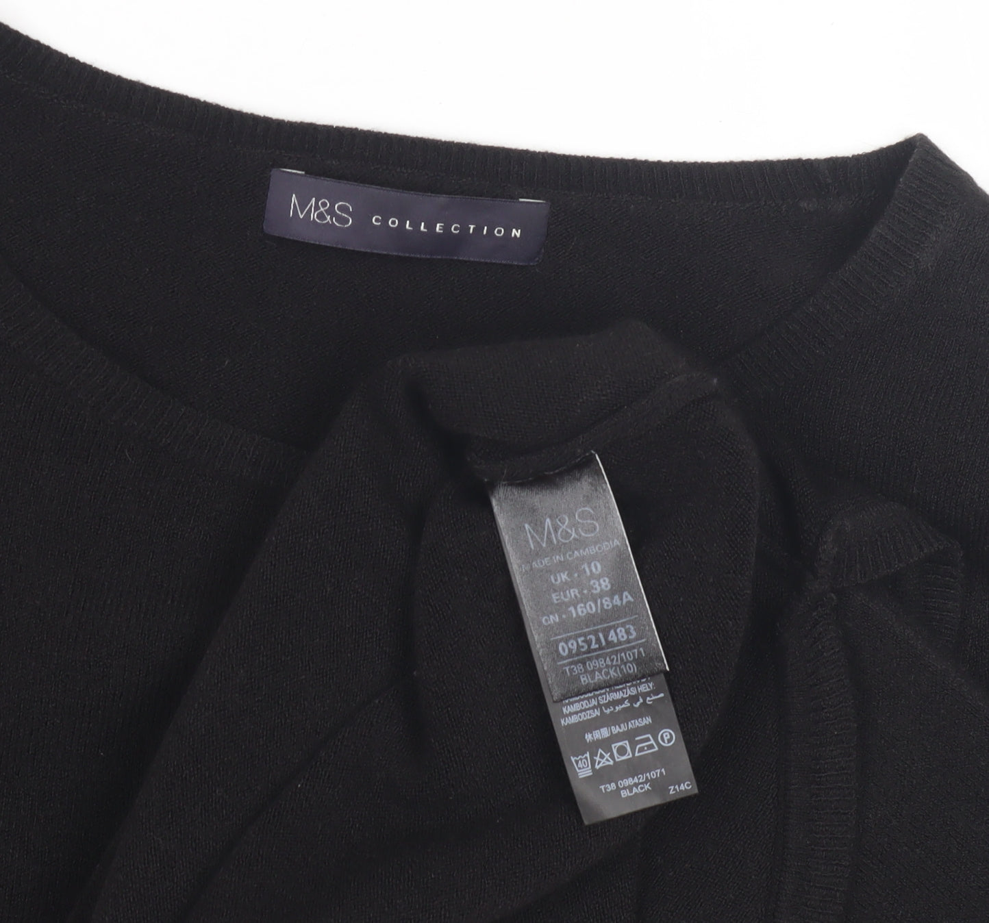 Marks and Spencer Women's Black Jumper, Size 10, Classic Style