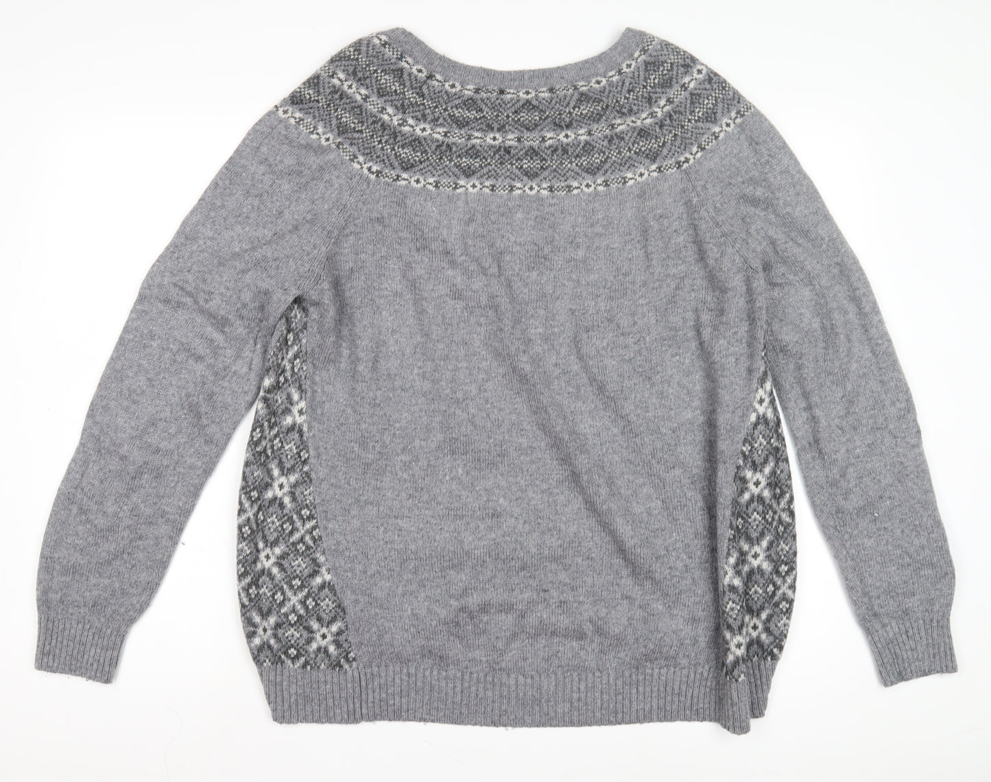 Marks and Spencer Women's Grey Fair Isle Jumper Size 20