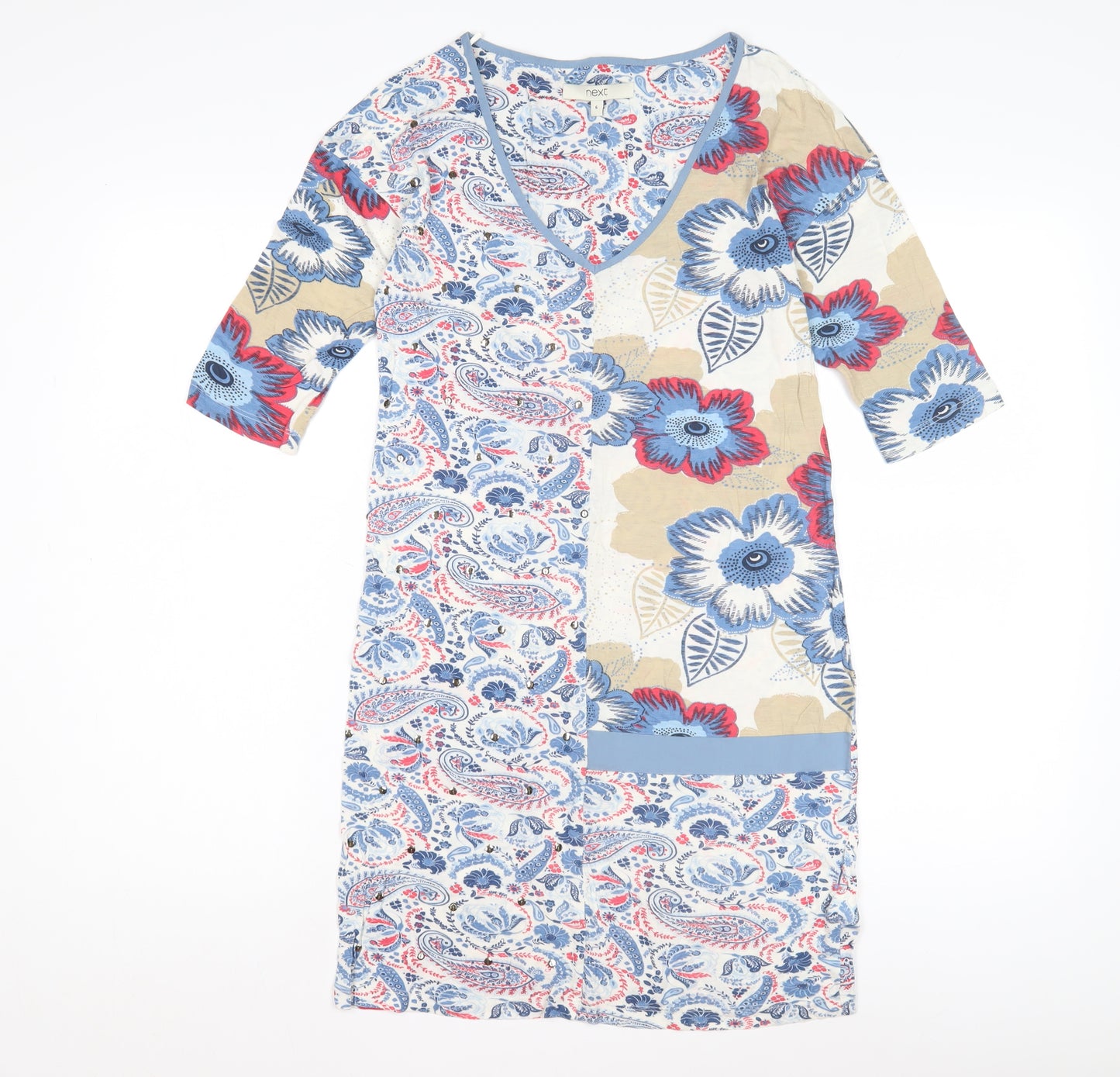 Next Women's Multicoloured V-Neck Shift Dress Size 6