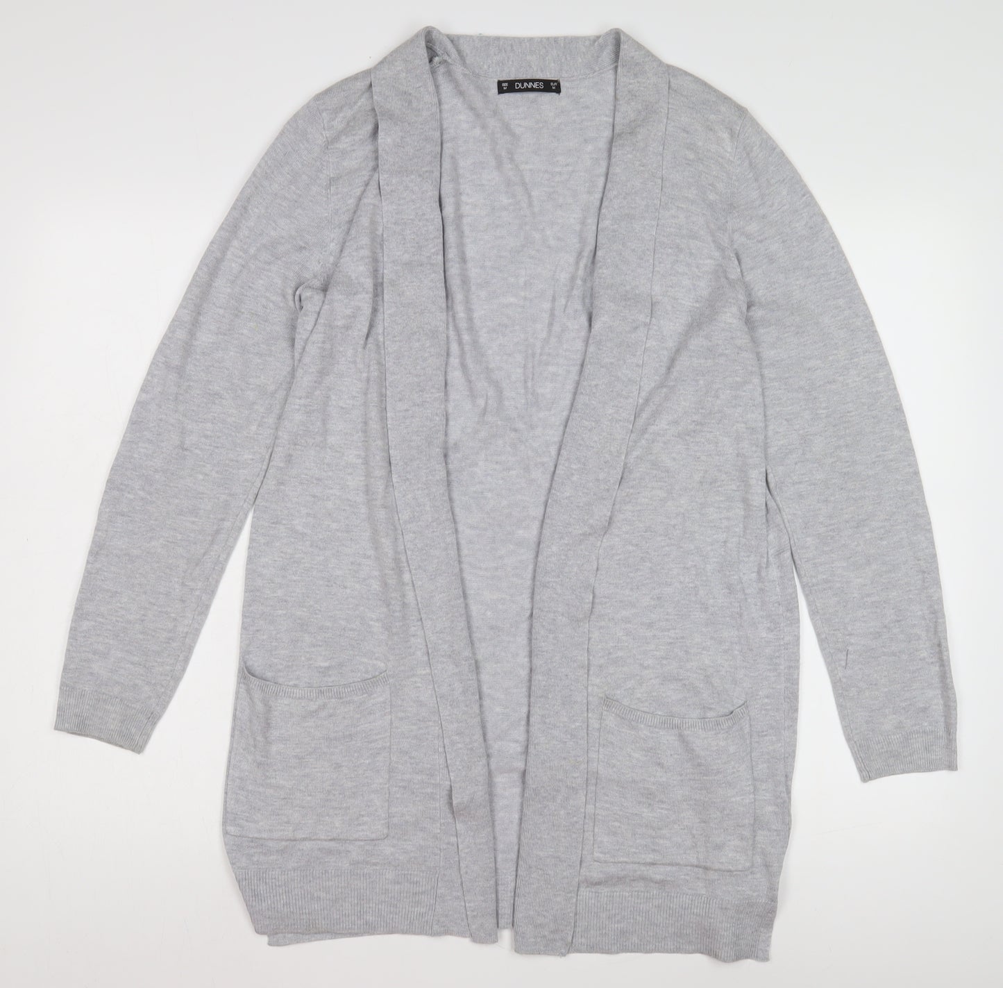 Dunnes Women's Grey Open Front Cardigan, M, Knit, Casual