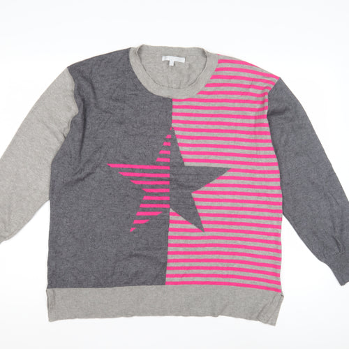 Pebble Bay Women's Grey L Striped Pullover Jumper