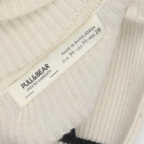 Pull & Bear Women's Ivory Black Stripe Pullover Jumper M