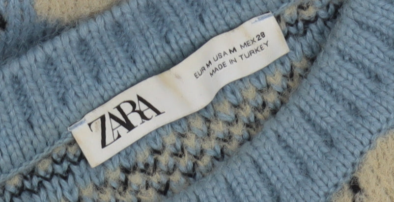Zara Women's Blue Animal Print Jumper Medium