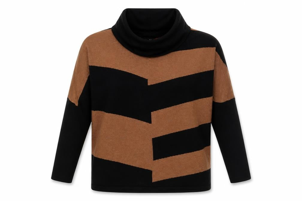Front view of Marble Women's Striped Cowl Neck Jumper -, size 12