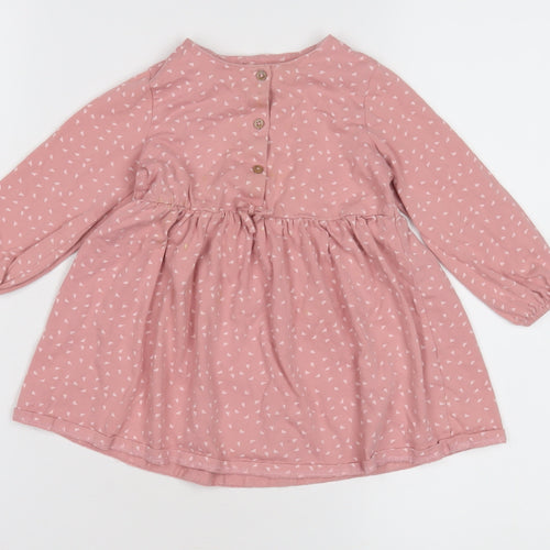 Next Girls Pink Geometric Long Sleeve Dress 12 Months