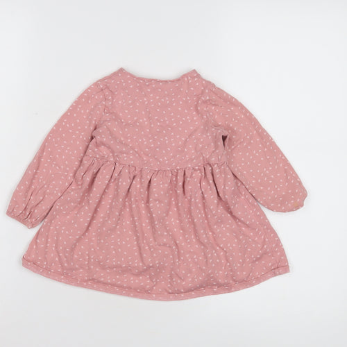 Next Girls Pink Geometric Long Sleeve Dress 12 Months