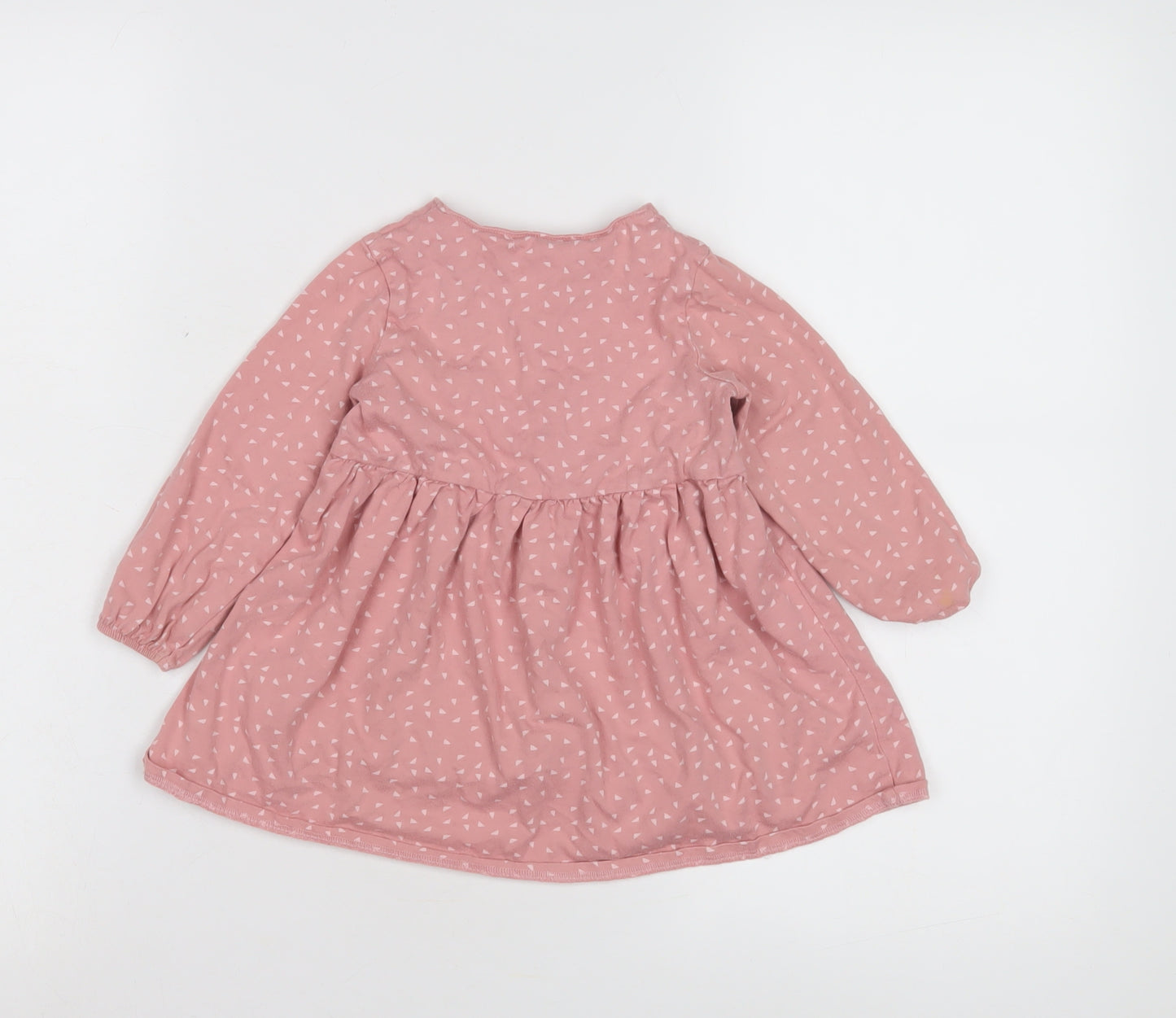 Next Girls Pink Geometric Long Sleeve Dress 12 Months