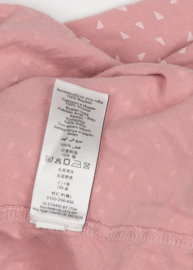 Next Girls Pink Geometric Long Sleeve Dress 12 Months