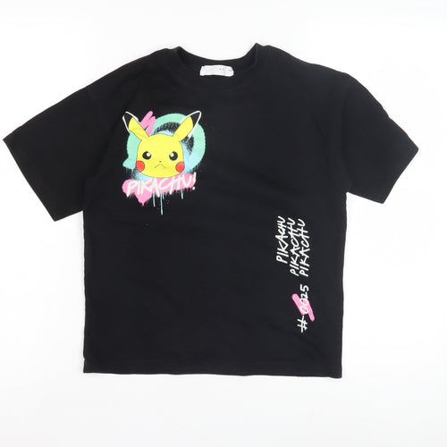 Zara Pokémon Kids Black T-Shirt, Pikachu Graphic, Size 9-10