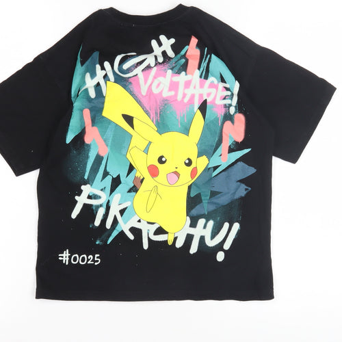 Zara Pokémon Kids Black T-Shirt, Pikachu Graphic, Size 9-10