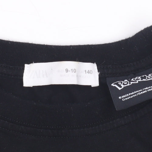 Zara Pokémon Kids Black T-Shirt, Pikachu Graphic, Size 9-10